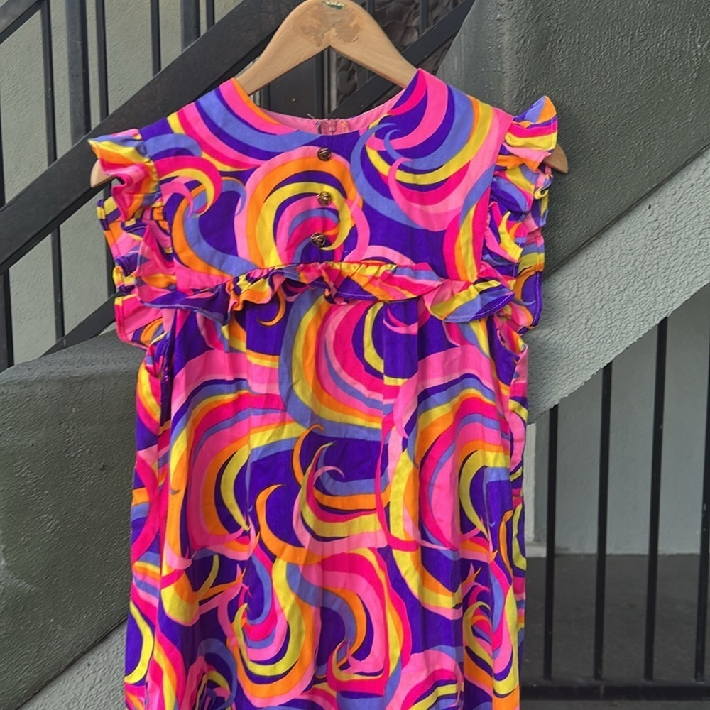 Vintage Liland Of California 1970's Dress Psychedelic Mod 1960's Maxi Dress - Picture 2 of 7